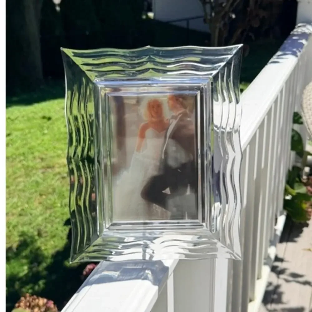 Vintage Mikasa Crystal 5x7 Wave Ripple Heavy Picture Frame
